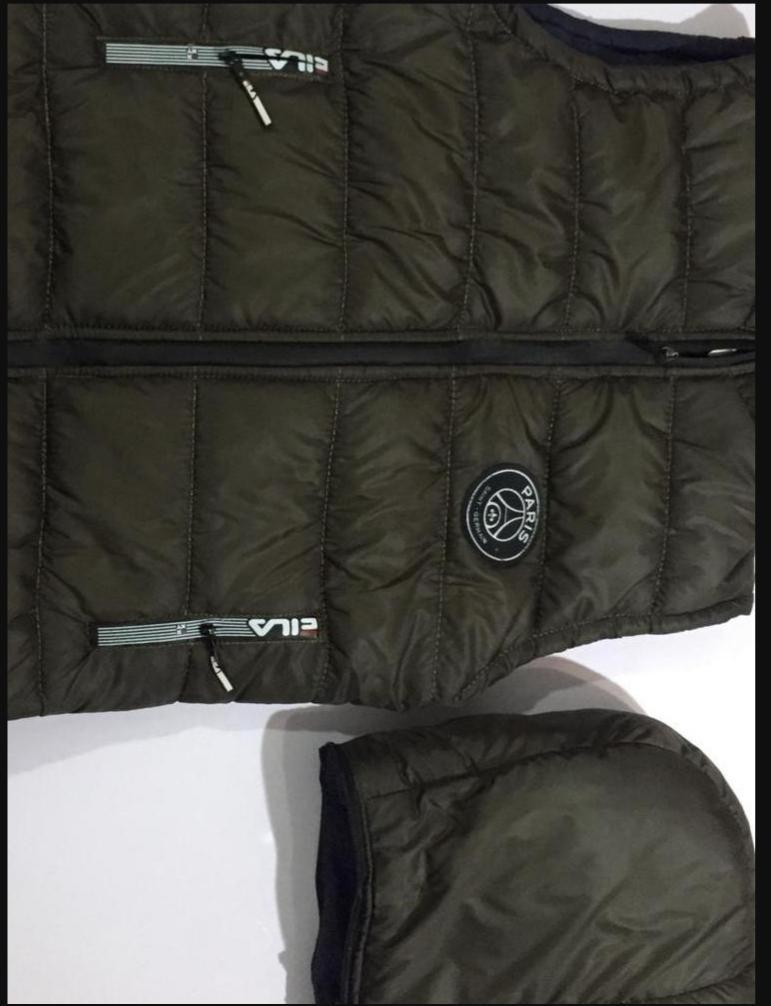 Men's Olive Green Sleeveless Puffer Jacket with Fila Paris Logo