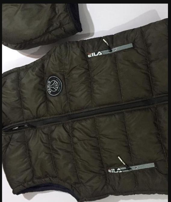 Men's Sleeveless Puffer Jacket Dark Green Parachute Fabric