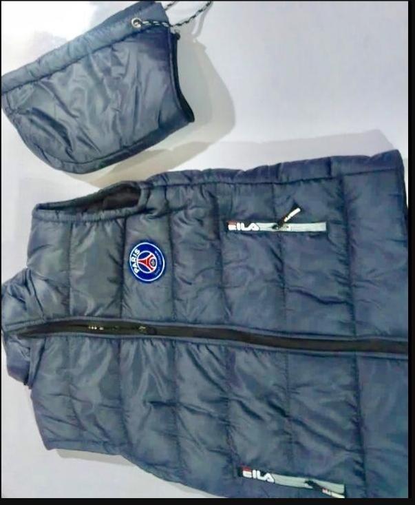 Men's Sleeveless Puffer Jacket Grey Paris Saint-Germain Logo