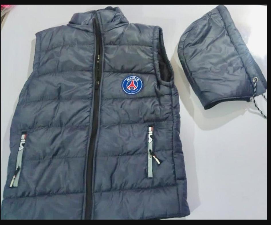 Men's Sleeveless Puffer Jacket Grey Paris Saint-Germain Logo