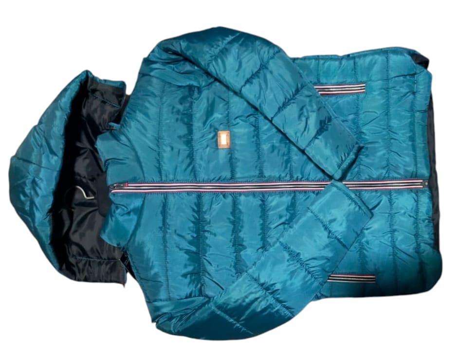 Men's Turquoise Hooded Puffer Jacket M L XL