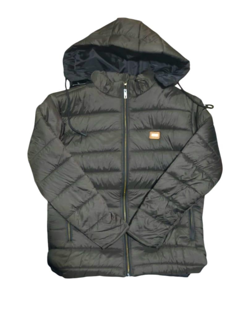 Men's Black Parachute Puffer Jacket - 1 Pc Hooded Neck Style