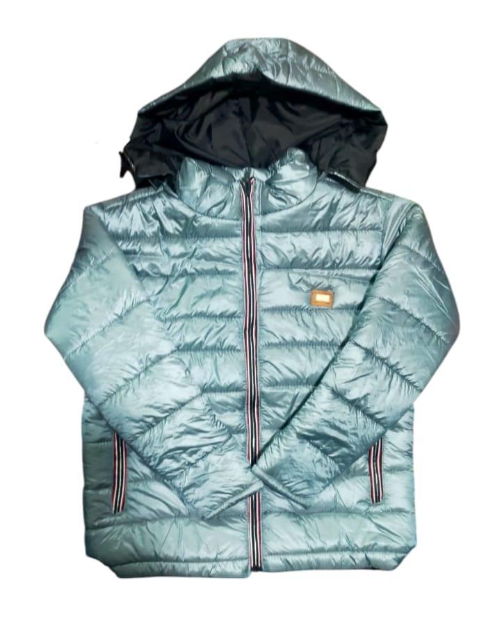 Men's Blue Hooded Neck Puffer Jacket - 1 Pc | Lightweight Parachute Fabric