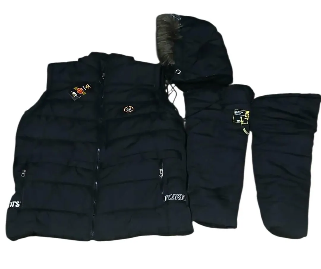 Men's Polyester Plain Puffer Jacket