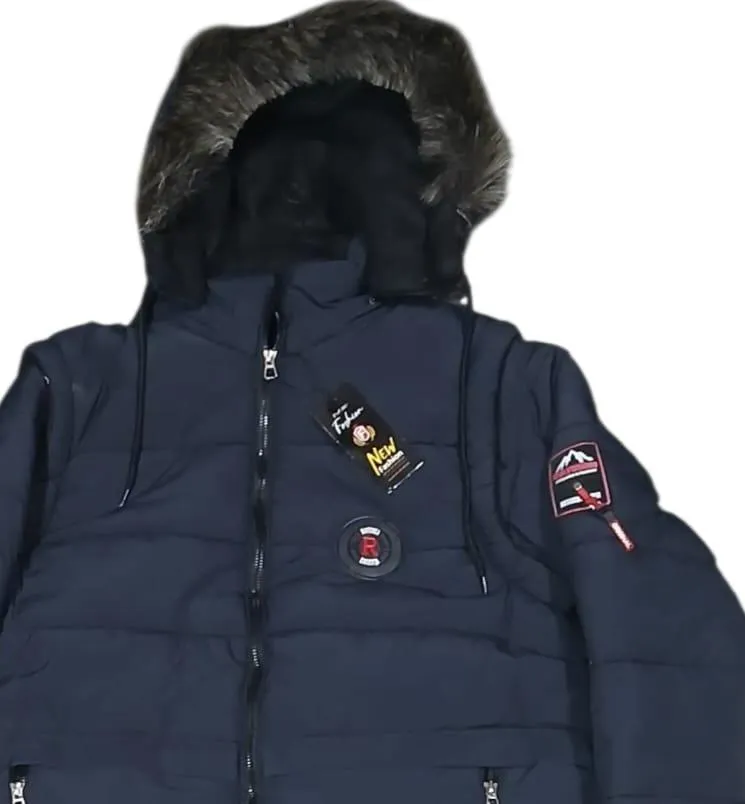 Men's Blue Polyester Puffer Jacket Medium to XL