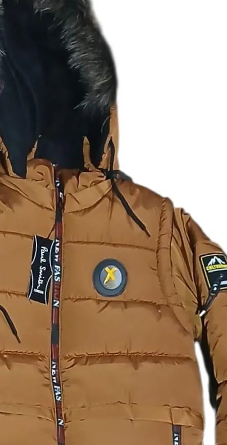 Men's Polyester Puffer Jacket Mustard Medium to XL