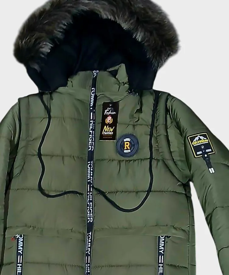 Men's Polyester Plain Puffer Jacket