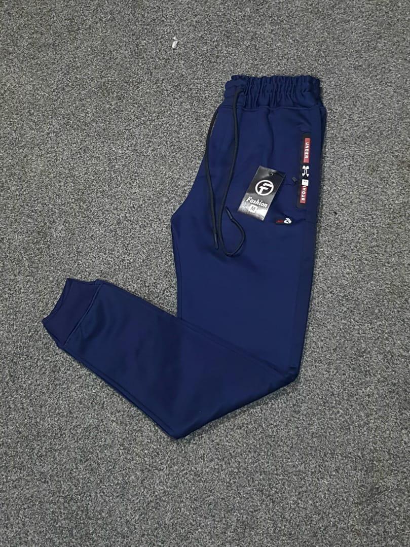 Men Blue Fleece Trousers Stretchable Waistband