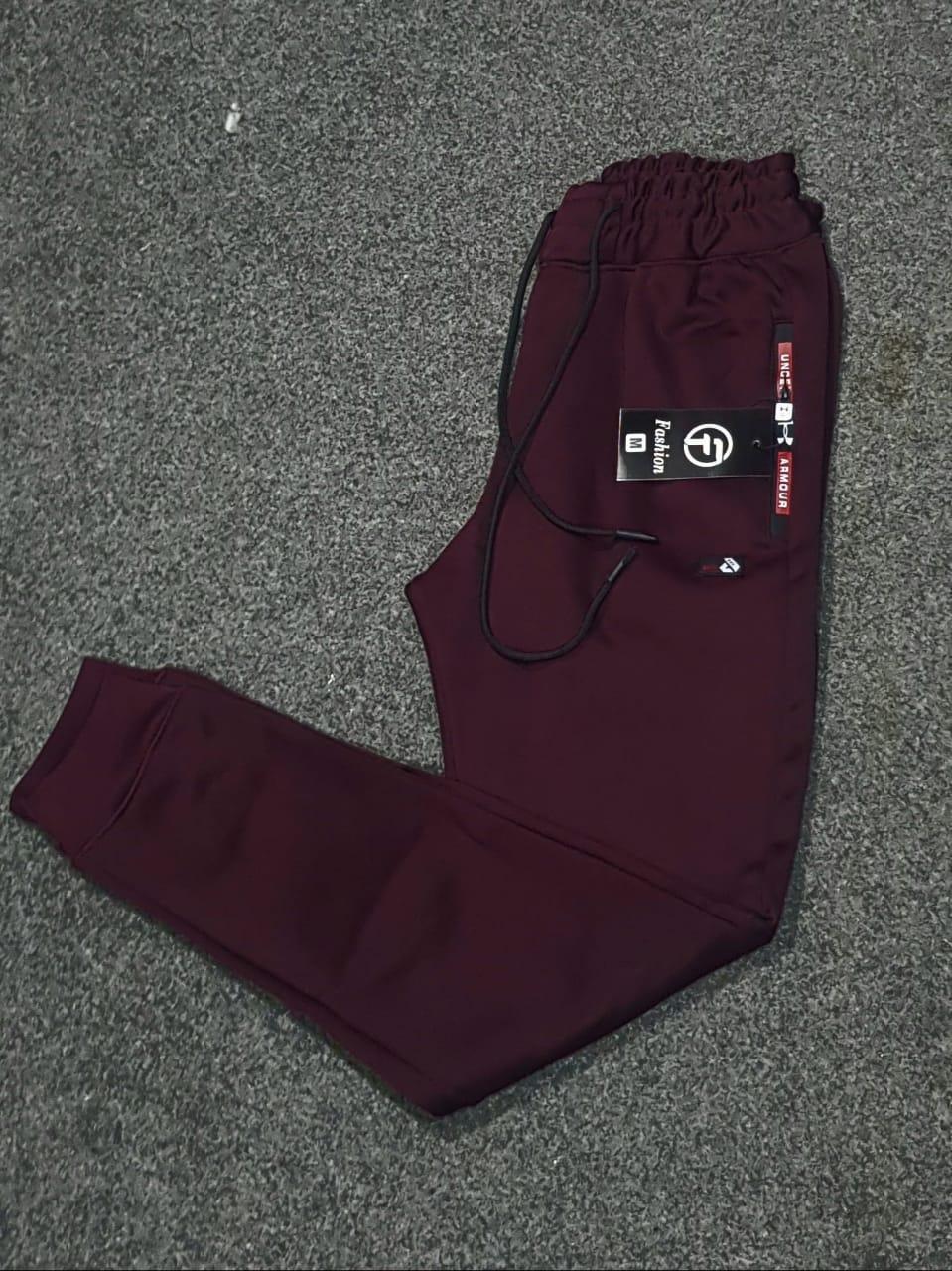Maroon Fleece Trousers for Men Winter Warm Fit