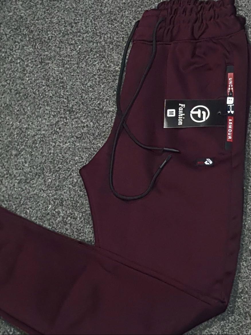 Maroon Fleece Trousers for Men Winter Warm Fit