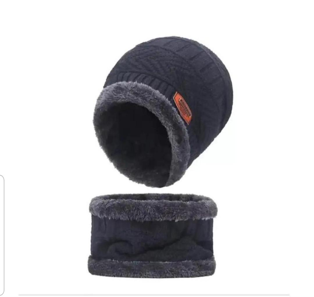 Winter Beanie & Neck Warmer Set Grey Wool Unisex