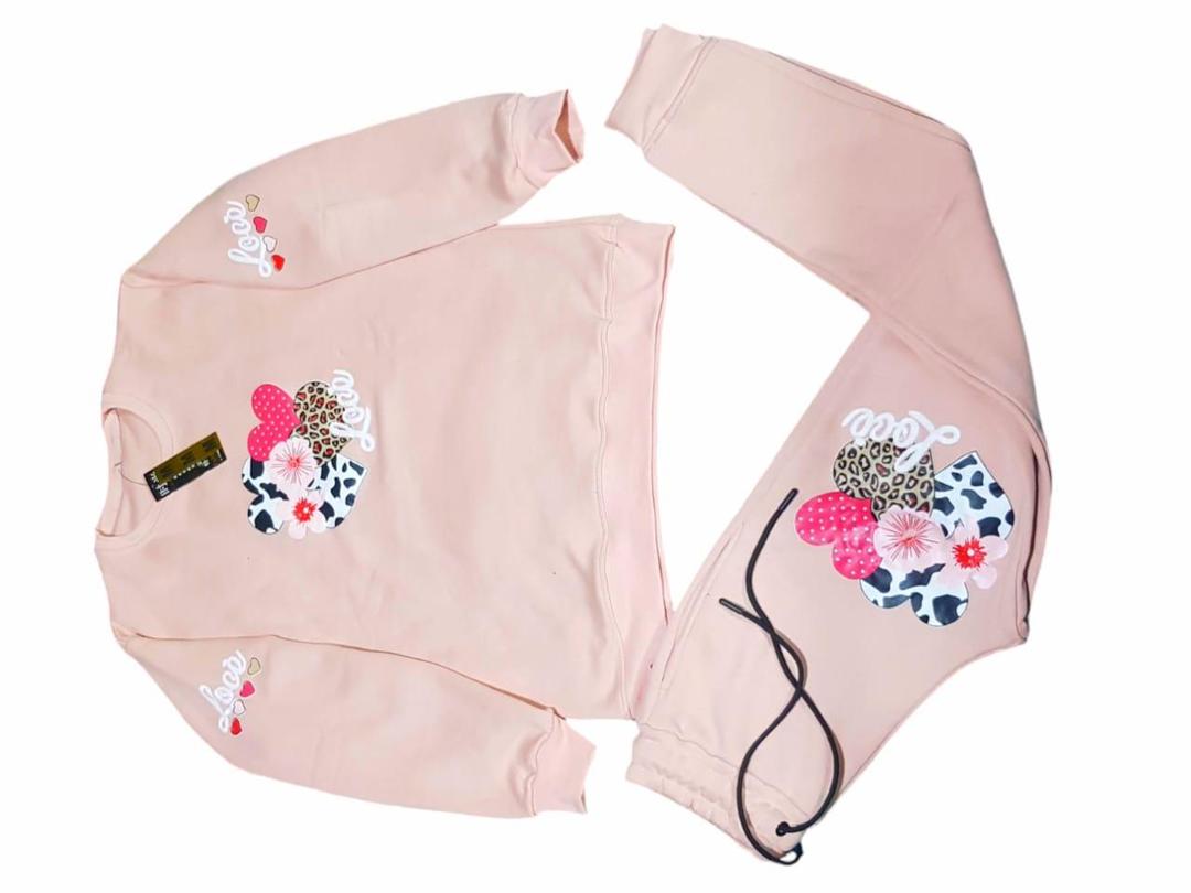 Pink Heart Print Cotton Tracksuit for Kids 3-10