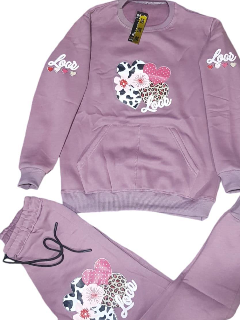 Purple Printed Cotton Tracksuit for Kids 3-10 Years
