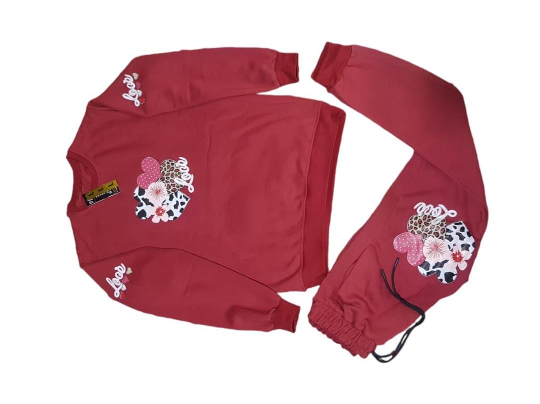 Red Printed Cotton Tracksuit for Kids 3-10 Yrs