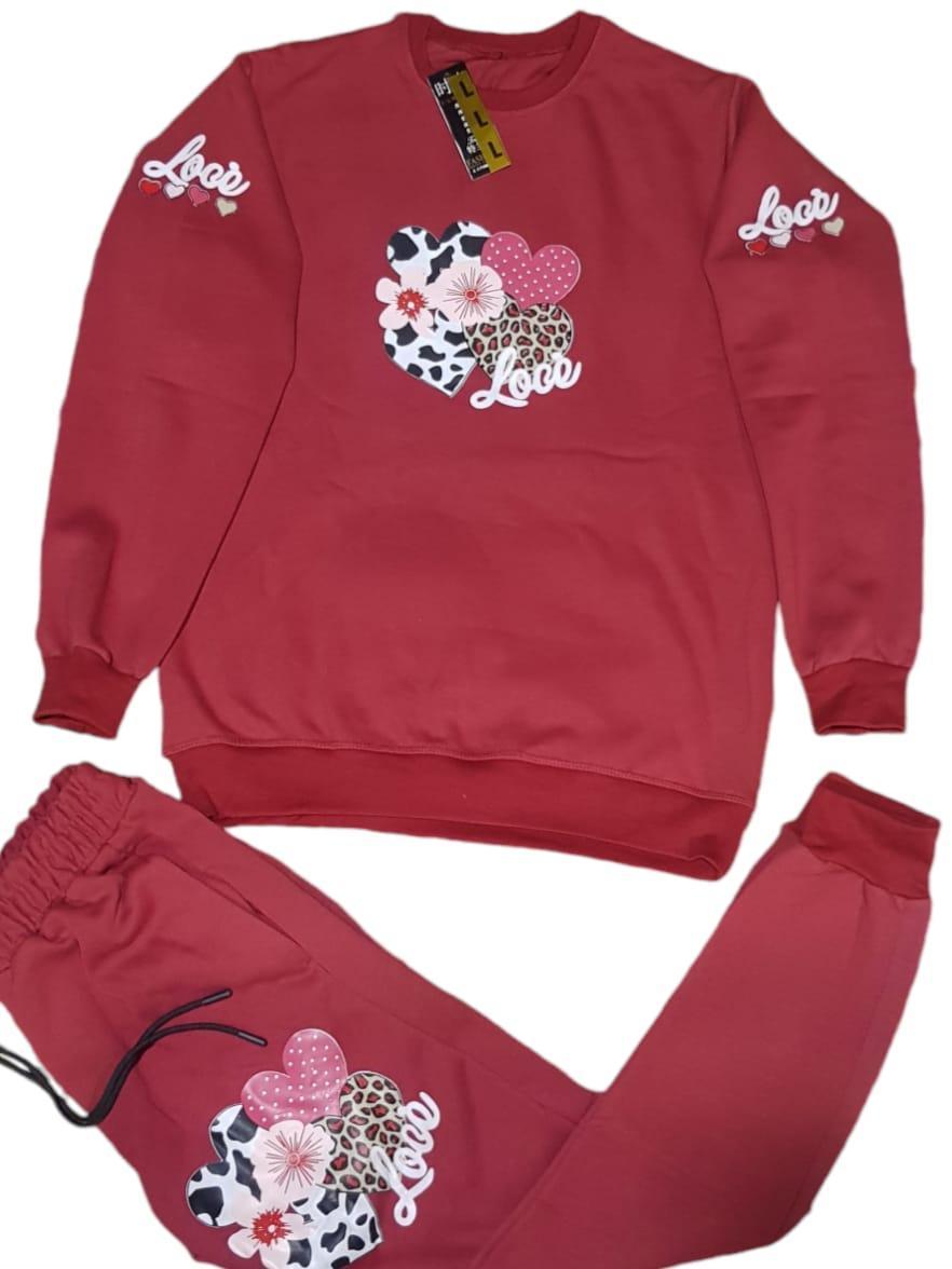 Red Printed Cotton Tracksuit for Kids 3-10 Yrs
