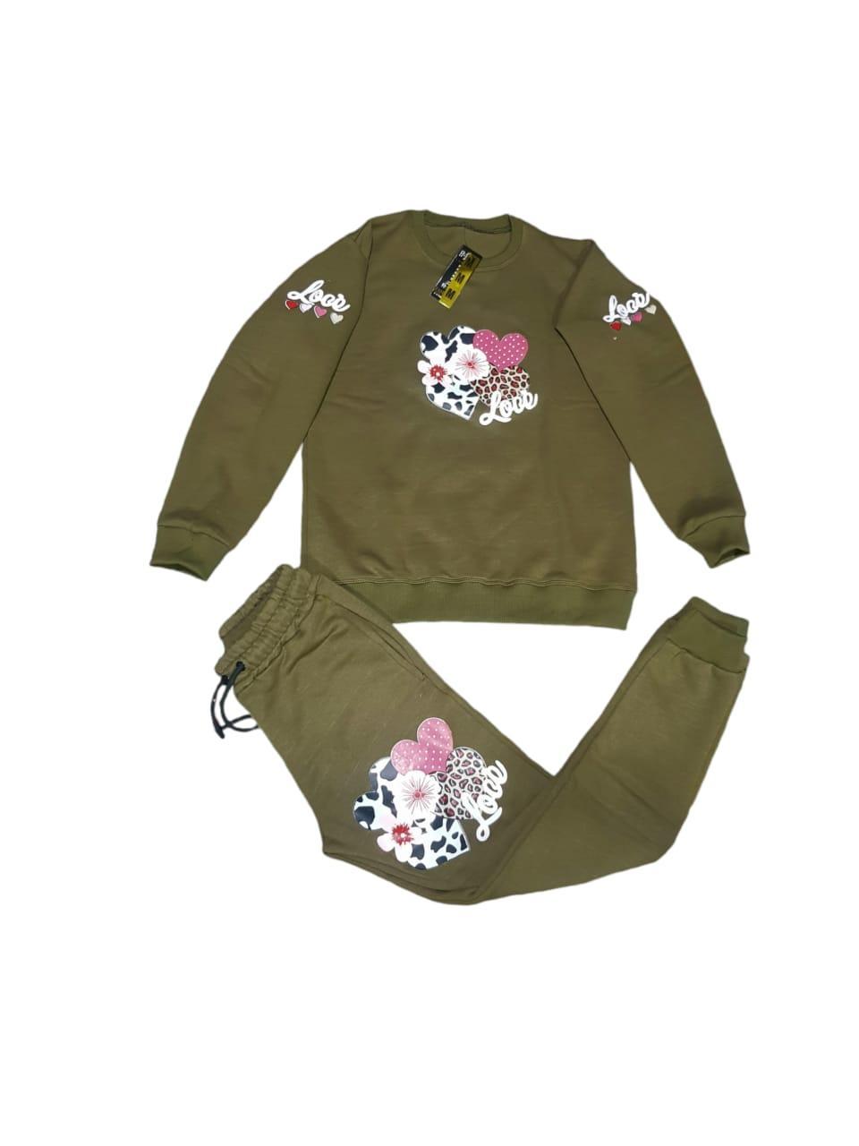 Stylish Printed Cotton Fleece Tracksuit for Boys & Girls - 2 Pcs Set