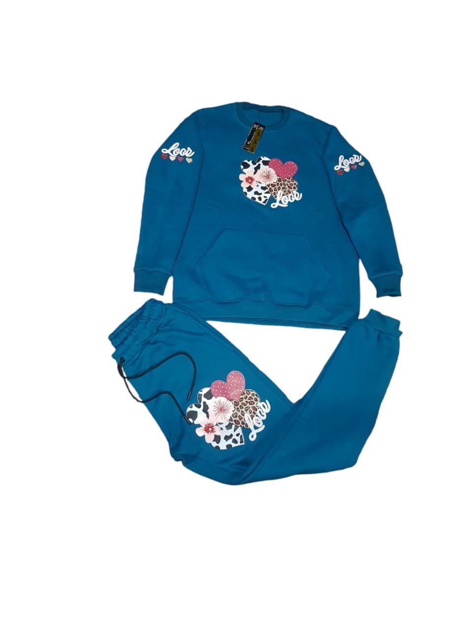 Stylish Printed Cotton Fleece Tracksuit for Boys & Girls - 2 Pcs Set