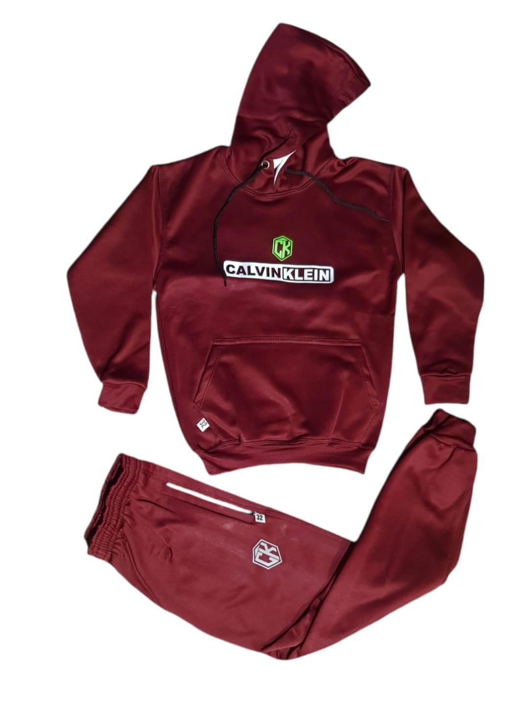 Stylish Boy's 2 Pcs Maroon Polyester Tracksuit - Perfect for Ages 5-14