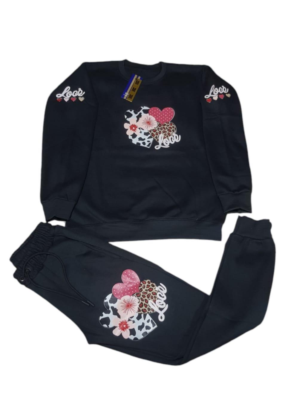 Stylish Girl's Printed Cotton Fleece Tracksuit - 2 Pcs