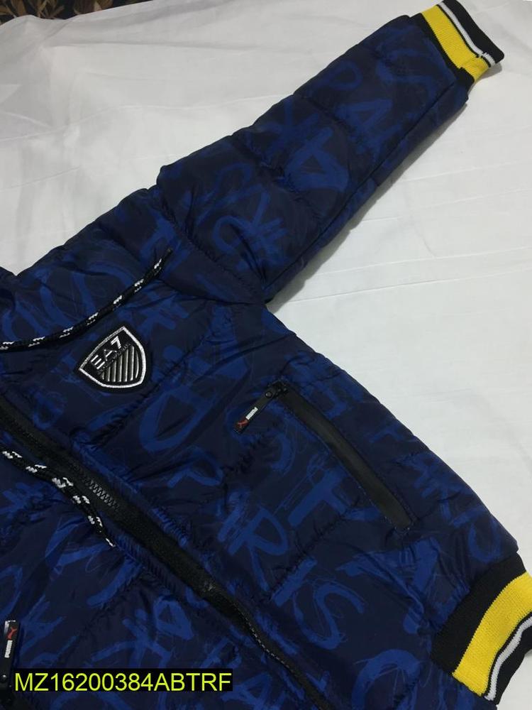 Boy's Blue Puffer Jacket with Yellow Cuffs 2-10 Years