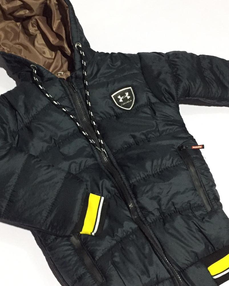 Boy's Black Puffer Jacket with Hood & Yellow Accents