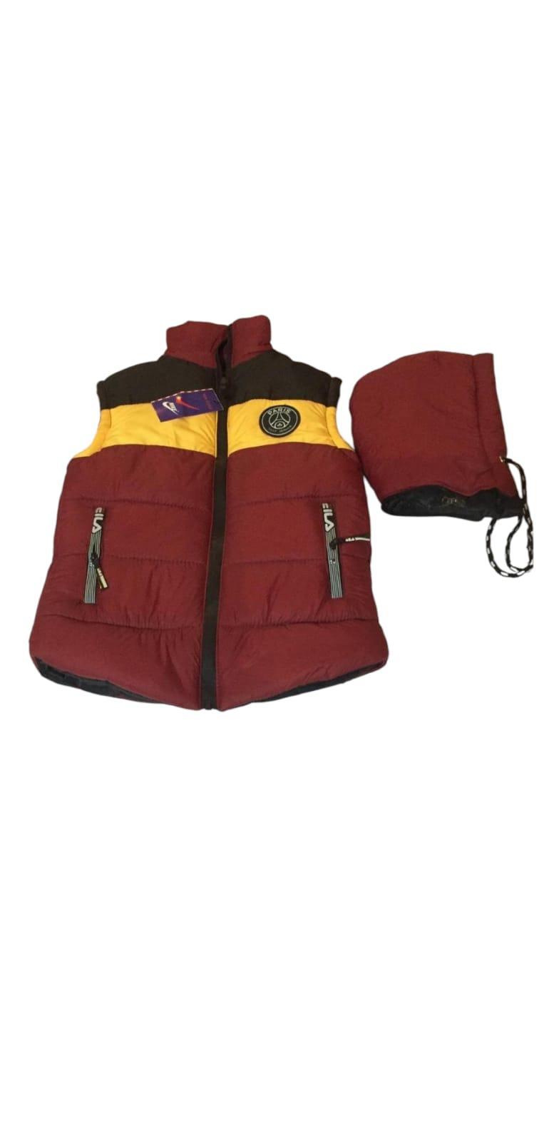 Stylish Boy's Sleeveless Jacket - 1 Pc in Maroon Polyester, Perfect for Ages 5-10