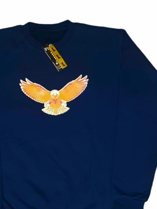 Blue Graphic Sweatshirt Medium Large Fleece