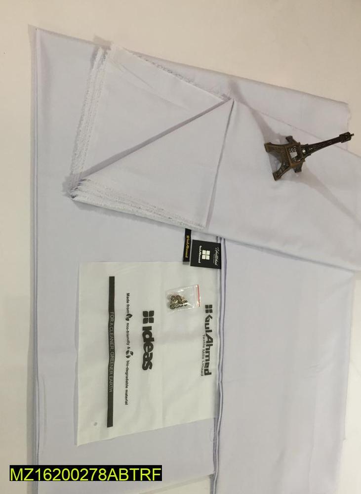 Men's Wash & Wear Plain White Suit Unstitched
