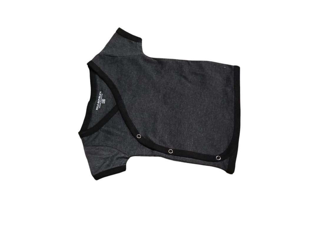 Black Jersey T-Shirt for Baby Boys with Snap Closure