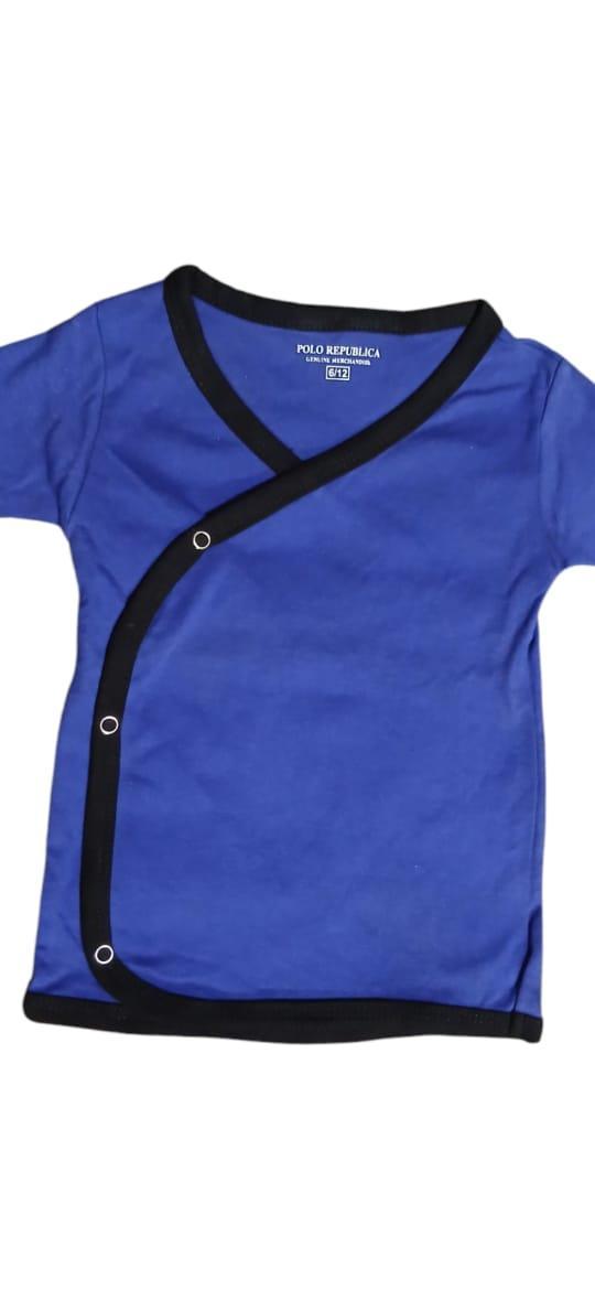 Baby Blue T-Shirt with Black Trim & Snap Buttons