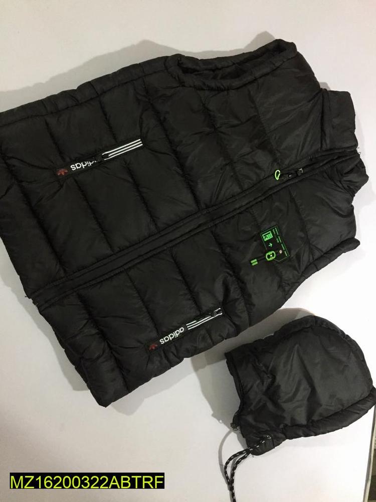 Men's Black Parachute Puffer Jacket with Hood