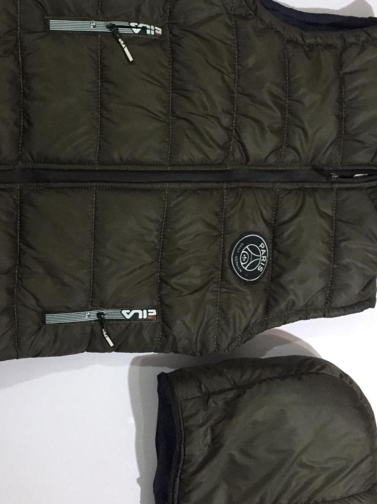 Men's Parachute Puffer Jacket Olive Sleeveless Winter Polyester Filling