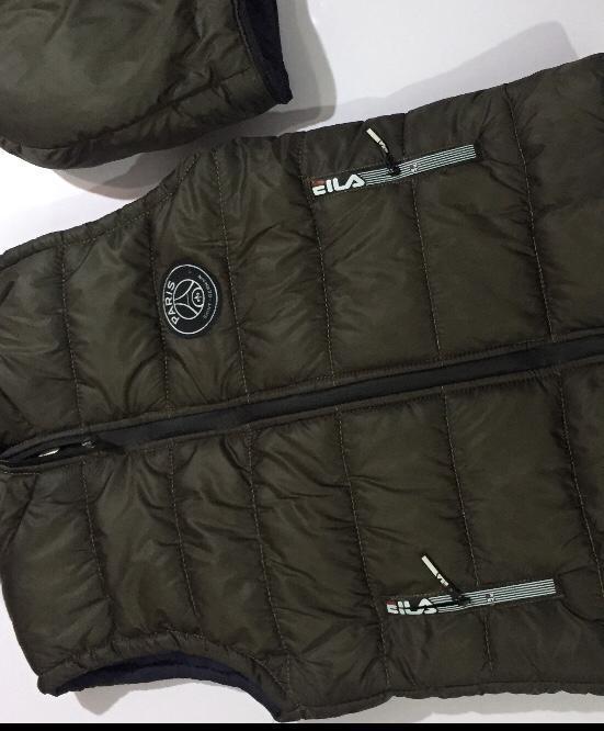 Men's Parachute Puffer Jacket Olive Sleeveless Winter Polyester Filling