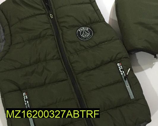 Men's Parachute Puffer Vest Olive Green with Paris Logo
