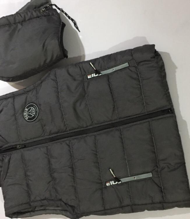 Men's Sleeveless Parachute Jacket Black Winter Warm Parachute Filling