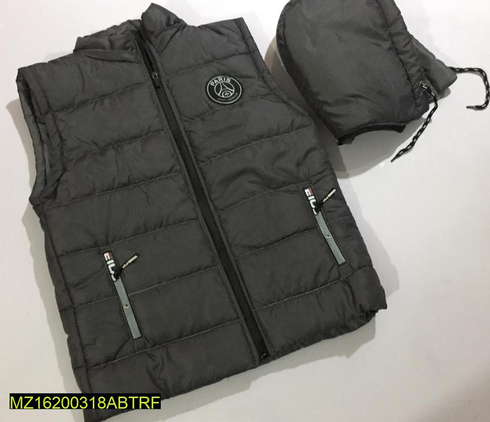 Men's Sleeveless Parachute Jacket Black Winter Warm Parachute Filling