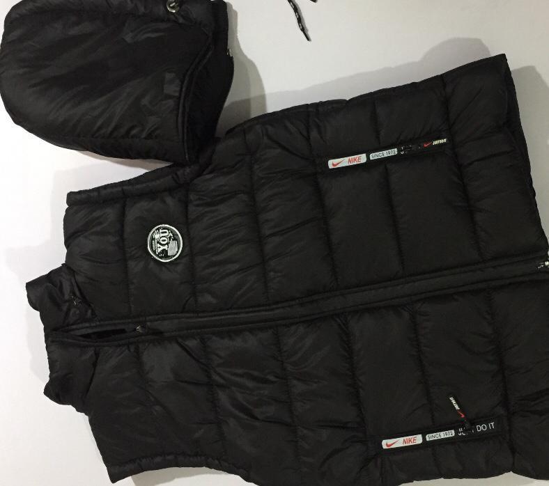 Men's Black Parachute Puffer Vest with Hood