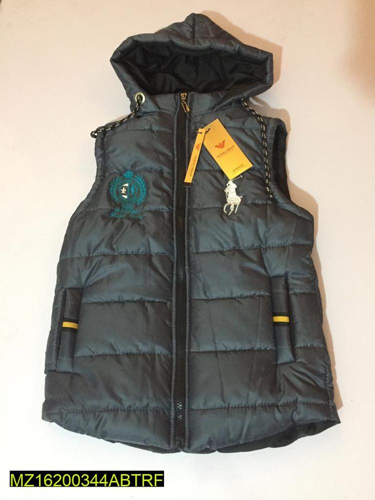 Kids Sleeveless Quilted Jacket Hooded Parachute Fabric
