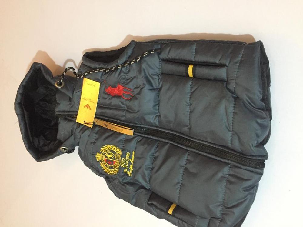 Kids Sleeveless Puffer Jacket Black Red Horse 3-14Yr
