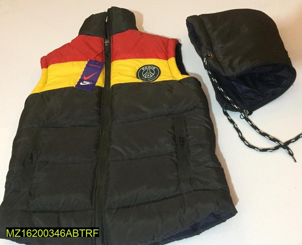 Kids Sleeveless Puffer Jacket Red Yellow Black Hooded