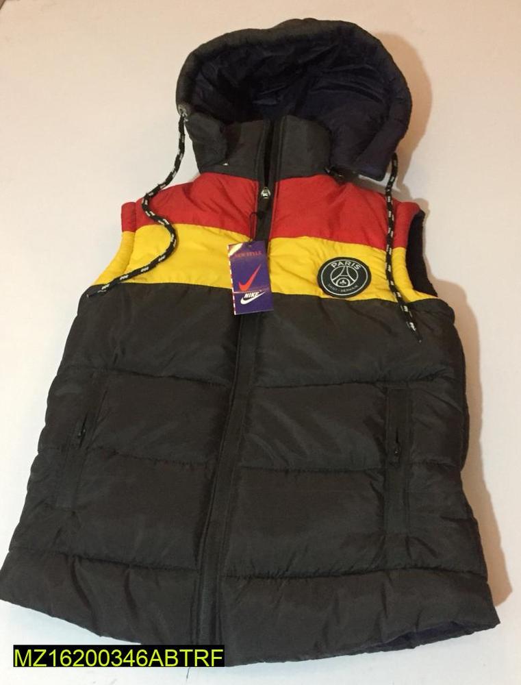 Kids Sleeveless Puffer Jacket Red Yellow Black Hooded