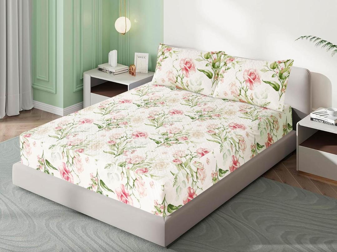 Elegant Printed Cotton Double Bedsheet Set - 3 Pcs