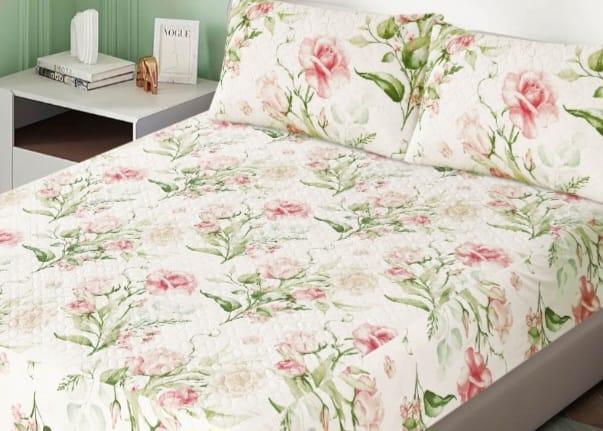 Cotton Floral Double Bedsheet Set with Pillow Covers