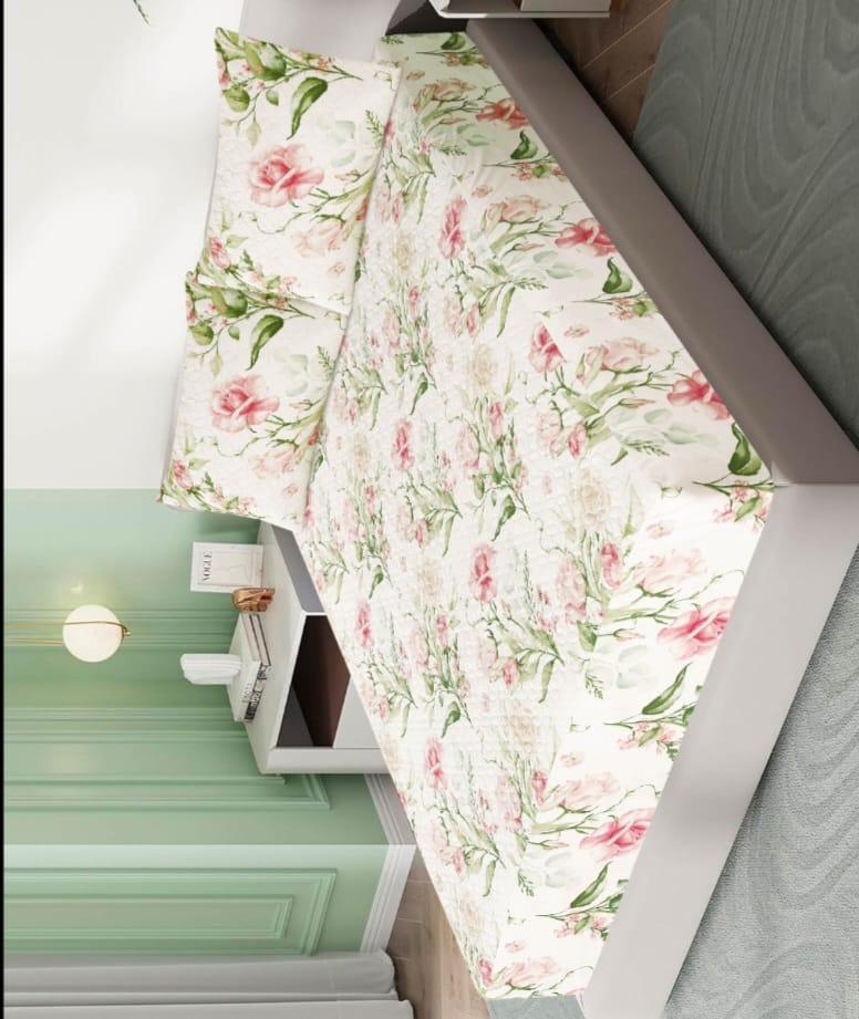 Cotton Floral Double Bedsheet Set with Pillow Covers