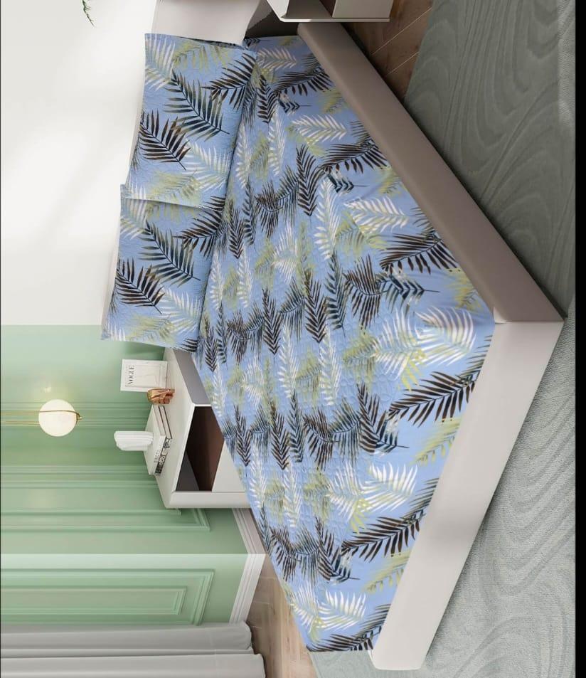 Double Bed Cotton Tropical Leaf Print Set