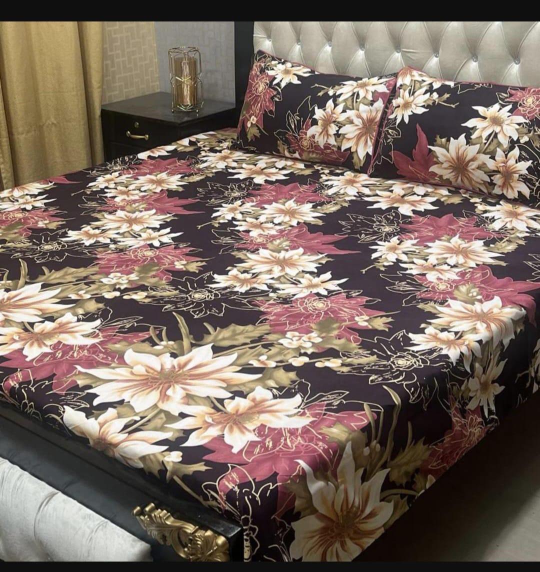Vibrant Printed Double Bedsheet Set - 3 Pcs of Crystal Cotton Comfort!