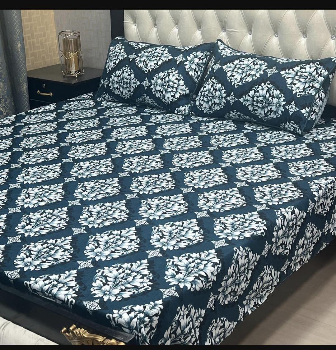 Vibrant Printed Double Bedsheet Set - 3 Pcs of Crystal Cotton Comfort!