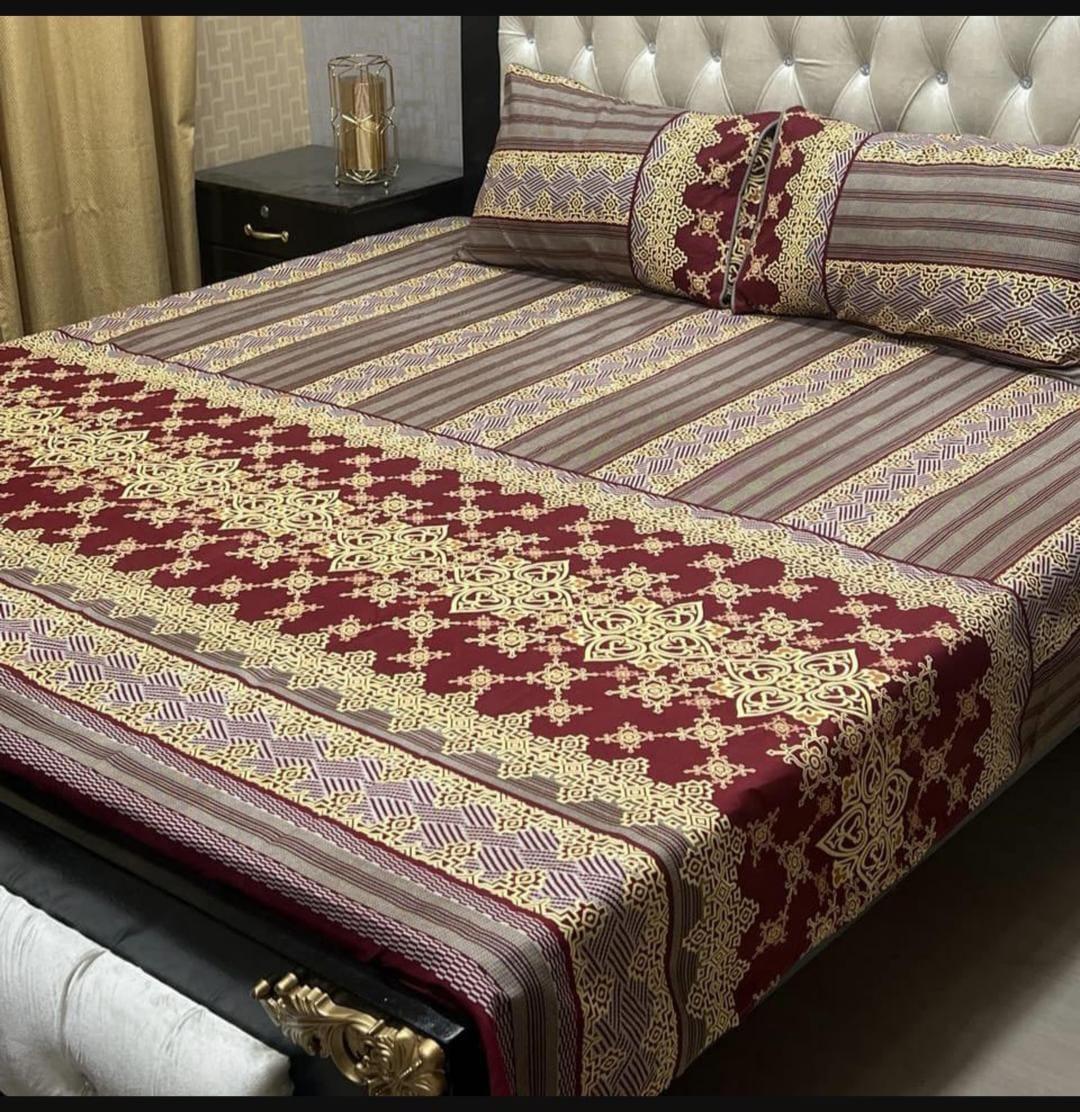 Crystal Cotton Printed Double Bedsheet Set with Pillow Covers
