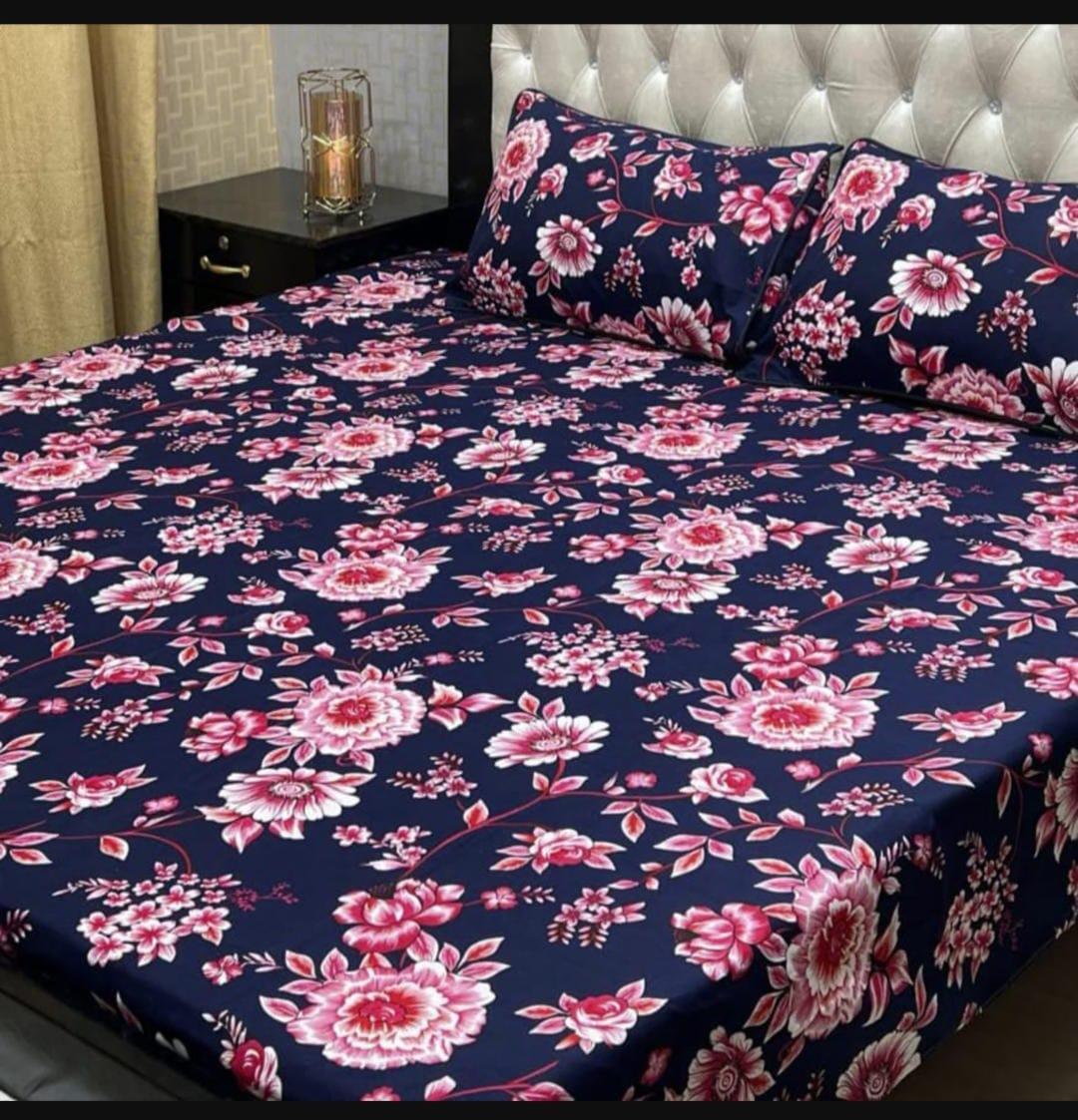 Vibrant Printed Double Bedsheet Set - 3 Pcs of Crystal Cotton Comfort!