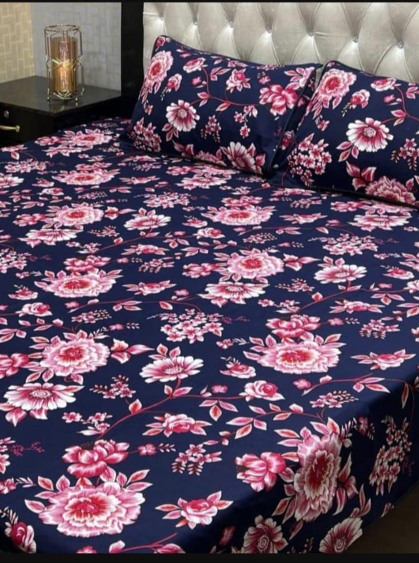 Double Bedsheet Set Floral Print Crystal Cotton 90x97